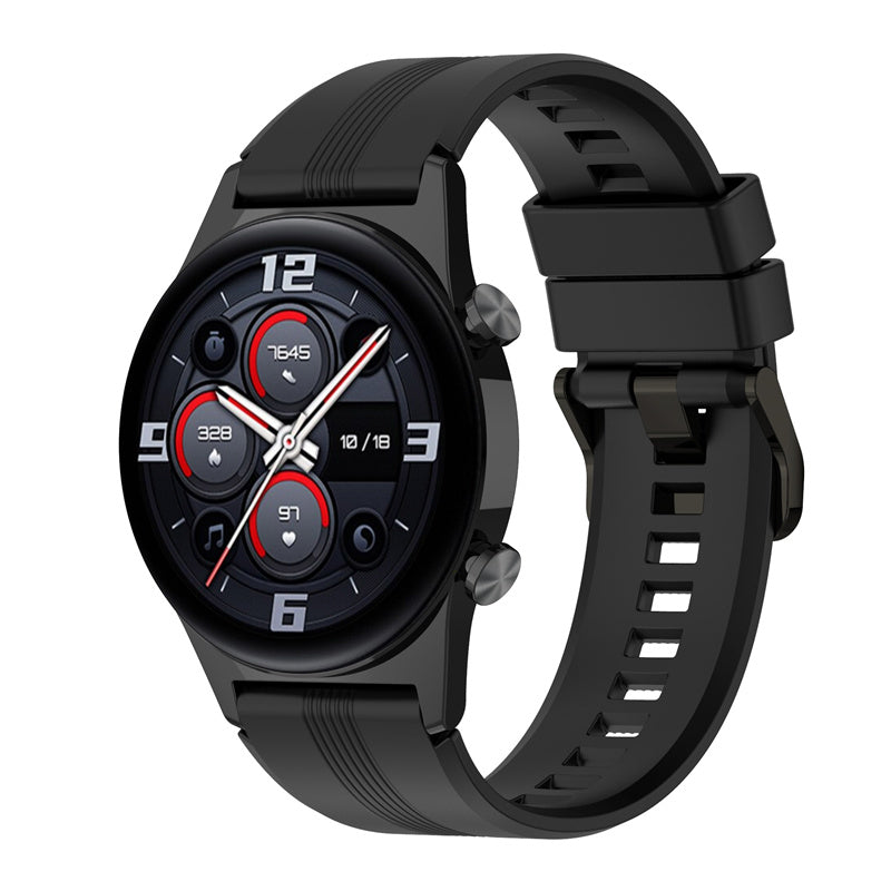 For Honor Watch GS3 Stripe Design Silicone Watch Strap 22mm Replacement Wrist Band with Stainless Steel Buckle For Honor Watch GS3 Stripe Design Silicone Watch Strap 22mm Replacement Wrist Band with Stainless Steel Buckle